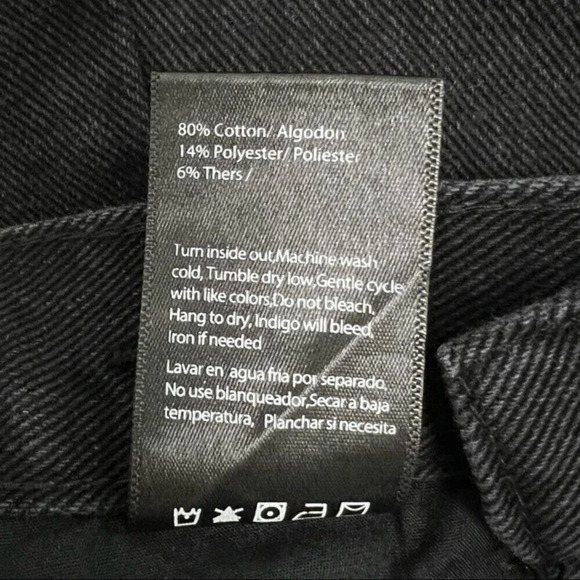 Insane Gene Hi-Rise Crossover Short Distressed Mom Jeans Shorts Black Y2K Size M - Picture 10 of 12